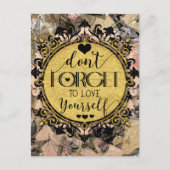 Vergeet niet om van jezelf te houden, zwarte zwijn briefkaart (Voorkant)