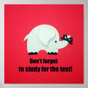 Vergeet niet om voor de test te studeren! poster