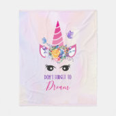 Vergeet niet te dromen roze Unicorn Fleece Deken (Voorkant)