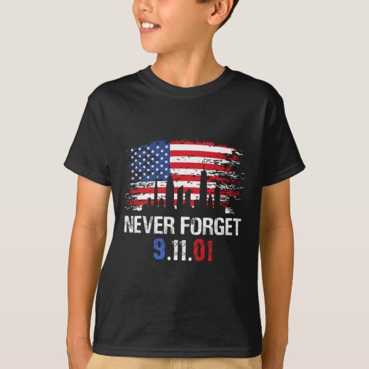 Vergeet nooit 11 september 2001 Memorial Day Ameri T-shirt (Voorkant)