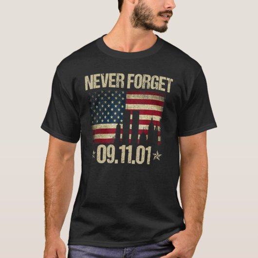Vergeet nooit 11 september patriottische dag t-shirt (Voorkant)