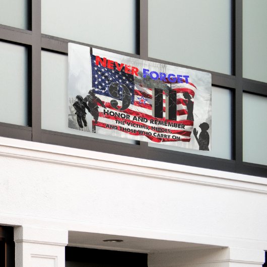 Vergeet nooit 11 september spandoek (Buitenkant Gebouw)