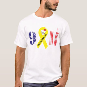 Vergeet nooit 9 11 gele lint t-shirt