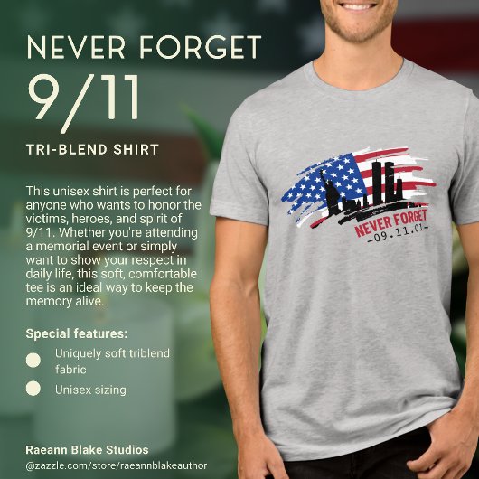 Vergeet nooit 9/11 Tri-Blend shirt