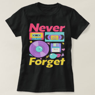 Vergeet nooit floppy disk VHS Cassettebandje vinyl T-shirt