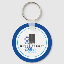 Vergeet nooit het Blauwe World Trade Center van 11 Sleutelhanger