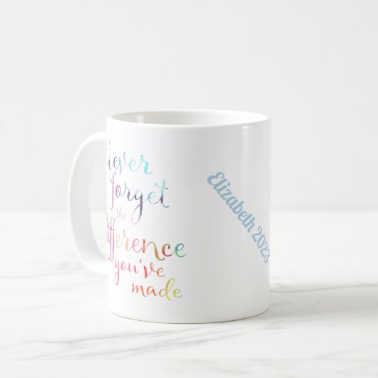 Vergeet nooit het verschil dat je hebt gemaakt koffiemok (Voorkant links)