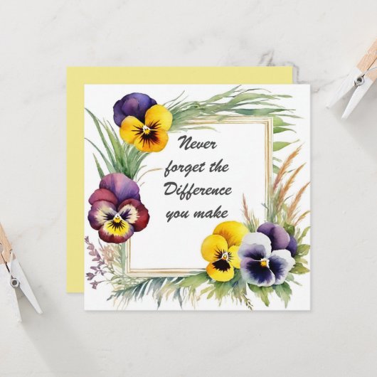 Vergeet nooit het verschil dat je maakt Floral Kaart (Voorkant / Achterkant in situ)