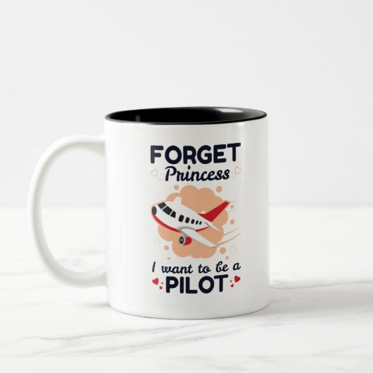 Vergeet prinses dat ik een piloot wil worden tweekleurige koffiemok (Links)
