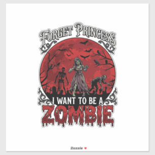 Vergeet Prinses Zombie Bloedmaan Kerkhof Vleermuiz Sticker