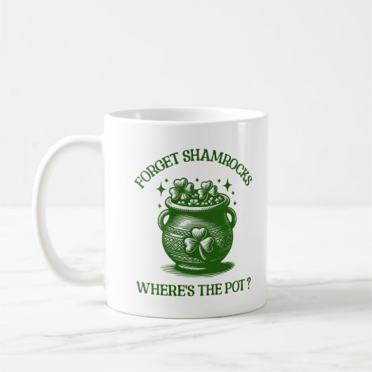 Vergeet Shamrocks, waar is de pot grappig Leprecha Koffiemok (Links)