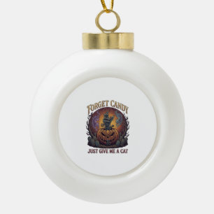 Vergeet Snoep Geef Me Alleen Kat Halloween Pompoen Keramische Bal Ornament