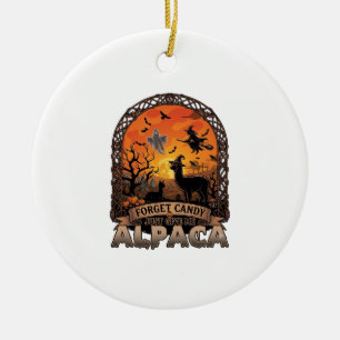 Vergeet Snoep Geef Me Alpaca Halloween Geest W Keramisch Ornament