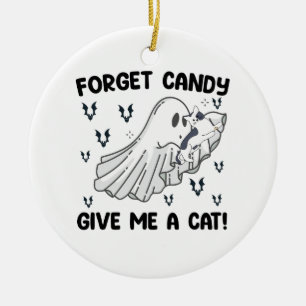 Vergeet Snoep Geef Me Een Kat Halloween Keramisch Ornament