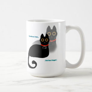 Vergeetachtige zwarte kat meme koffie Mok