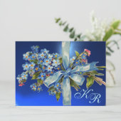 VERGEETMIJNIETJE MONOGRAM HUWELIJKSPARTIJ blauwe e Kaart (Staand voorkant)