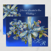 VERGEETMIJNIETJE MONOGRAM HUWELIJKSPARTIJ blauwe e Kaart (Voorkant / Achterkant)