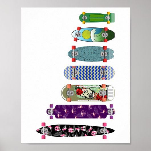 Vergelijking skateboardgrootte poster (Voorkant)