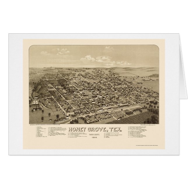 Verger de miel, carte panoramique de TX - 1886 (Devant horizontal)