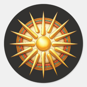 Vergina Zon Embleem – Oud Macedonisch Symbool Ronde Sticker
