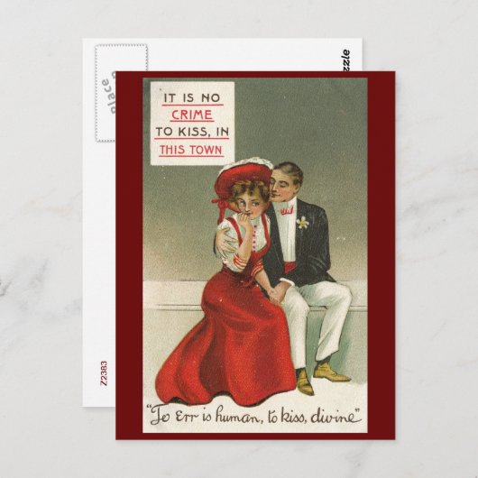 Vergissen is menselijk, kussen, goddelijk 1909 briefkaart (Voorkant / Achterkant)