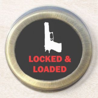 Vergrendeld en geladen Pistool Zandsteen Onderzetter