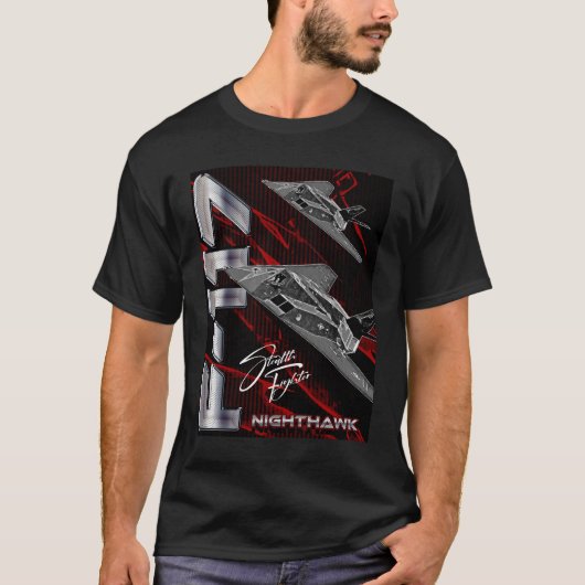 Vergrendeld F-117 Nighthawk Stealth Attack Vliegtu T-shirt (Voorkant)