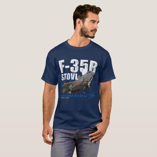 Vergrendelde Martin F-35B Lightning II Stealth Fig T-shirt (Voorkant volledig)