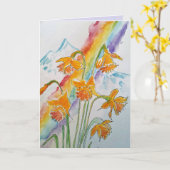 Vergroeten Waterverf Daffodil regenboog Kaart (Gele Bloem)