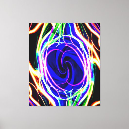 Vergroot uw ruimte met neonpatronen canvas afdruk (Voorkant)