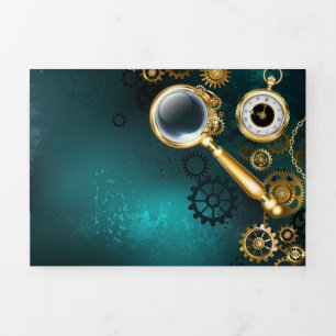 Vergrootglas in Steampunk stijl Drieluik Kaart