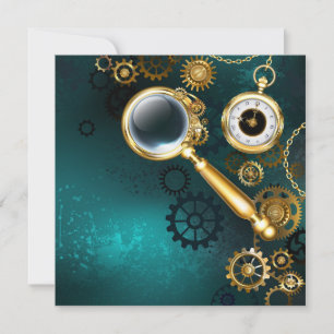 Vergrootglas in Steampunk-stijl Feestdagenkaart