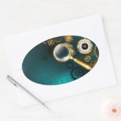 Vergrootglas in Steampunk stijl Ovale Sticker (Envelop)
