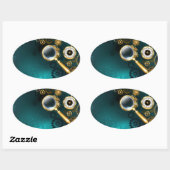 Vergrootglas in Steampunk stijl Ovale Sticker (Vel)