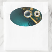 Vergrootglas in Steampunk stijl Ovale Sticker (Tas)