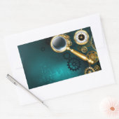 Vergrootglas in Steampunk-stijl Rechthoekige Sticker (Envelop)