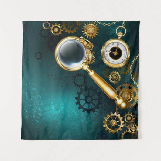 Vergrootglas in Steampunk stijl Wandkleed (Voorkant (horizontaal))