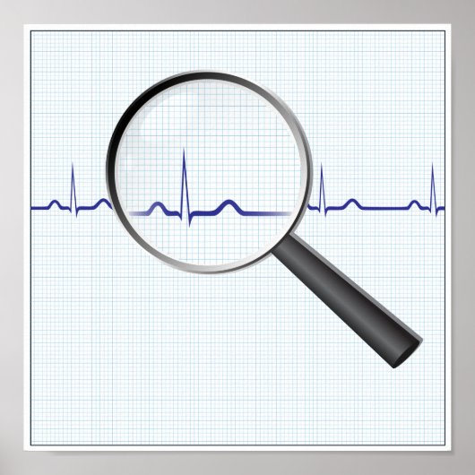 Vergrootglas op het Poster van het ecg-diagram (Voorkant)
