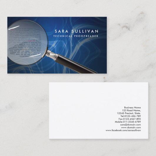 Vergrootglas Proofreader Visitekaartje (Voorkant / Achterkant)