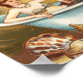 Verguld Antiek Zeemeermin in Bath Poster (Hoek)