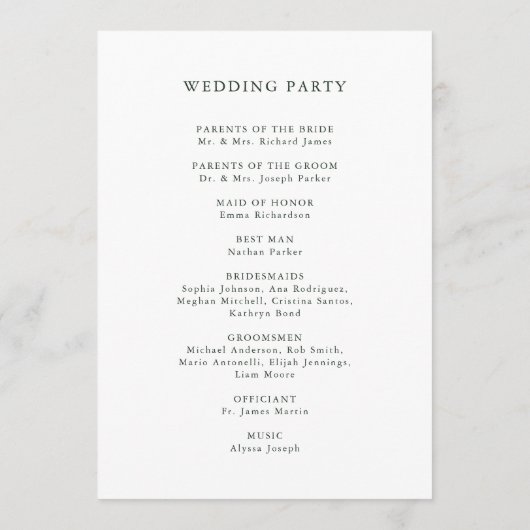 Verguld groen wit | Vakantie bruiloft Programma (Achterkant)