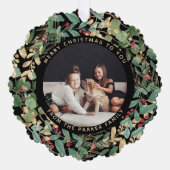 verguld groen zwart | Familie Foto Kerstmis Ornament Kaart (Voorkant)