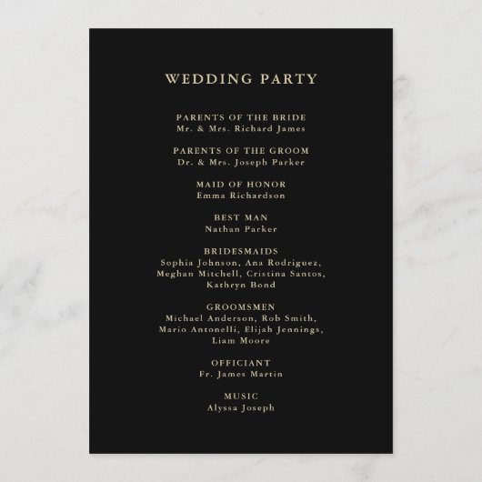 verguld groen zwart | Vakantie bruiloft Programma (Achterkant)