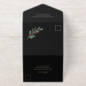 Verguld kerstgroen op zwarte bruiloft | Goud All In One Uitnodiging (Buiten)