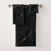 Verguld Midnight Marble Zwart & Goud Bad Handdoek (Insitu)