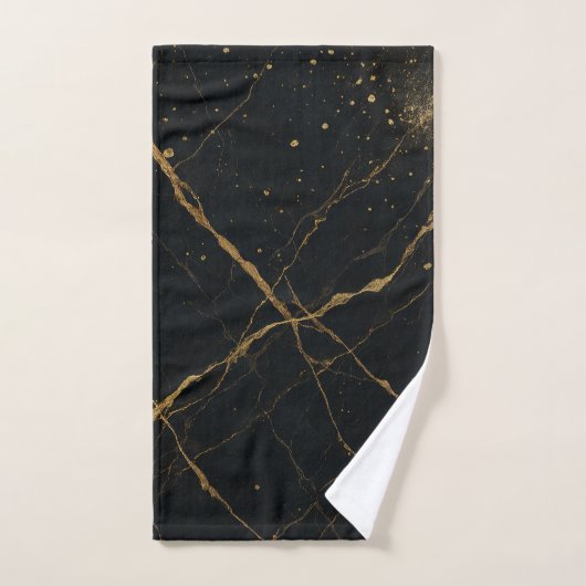 Verguld Midnight Marble Zwart & Goud Bad Handdoek (Handdoek)