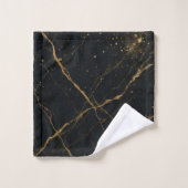 Verguld Midnight Marble Zwart & Goud Bad Handdoek (Wasdoekje)