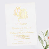 verguld monogram bruiloft folie uitnodiging