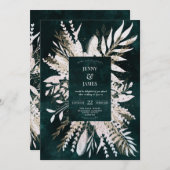 Verguld weide wow boeket, smaragdgroen feestdagenkaart (Voorkant / Achterkant)