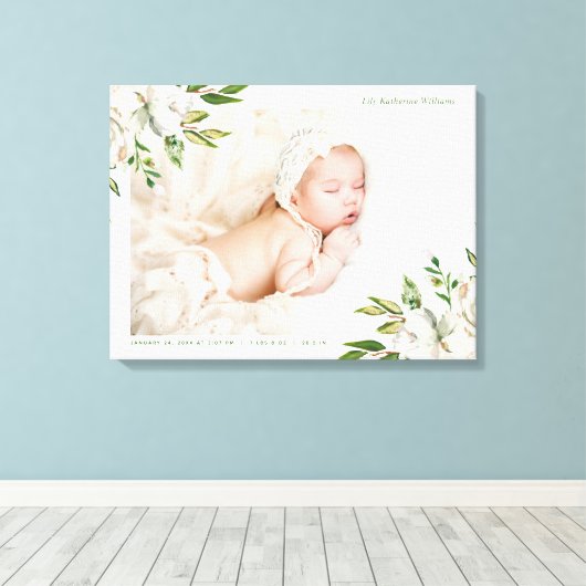Vergulde Baby Foto Aandenken Canvas Afdruk (Insitu (Houten vloer))